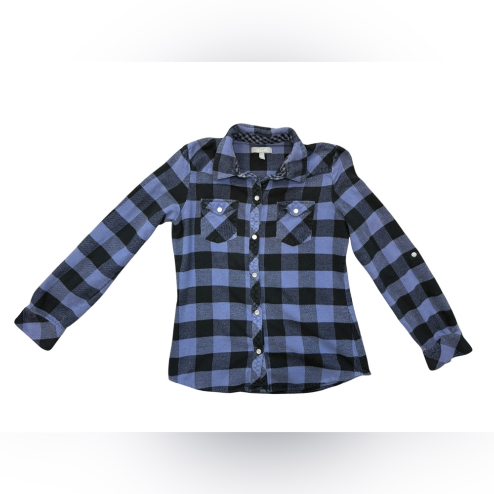 DELIA’S Blue and Black Plaid Button-Up Shirt